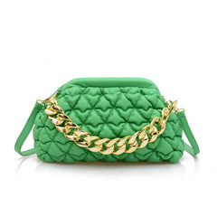 Quilted PU Leather Tote Bag with Chain Shoulder Strap
