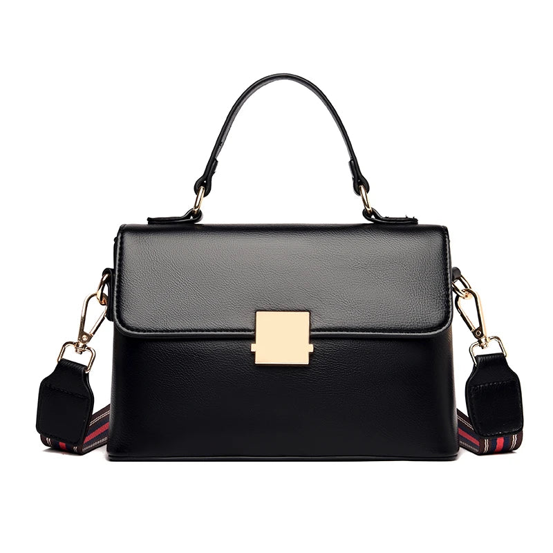 Soft Leather Women's Shoulder Bag Solid Color Messenger Handbag