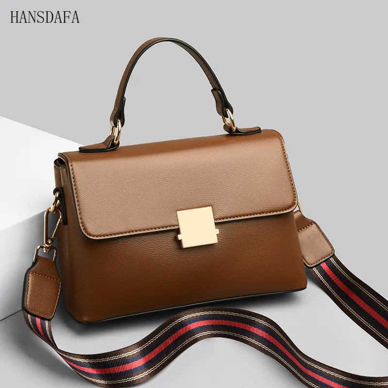 Soft Leather Women's Shoulder Bag Solid Color Messenger Handbag