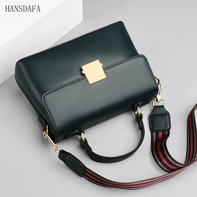 Soft Leather Women's Shoulder Bag Solid Color Messenger Handbag