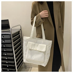 Canvas Tote Bag Women Large Capacity Shoulder Handbag Multiple Pockets