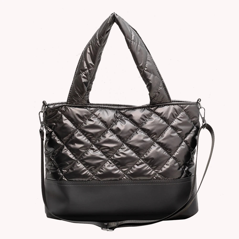 Women Tote Messenger Bag Autumn Winter Top-handle Large Capacity Padded Cotton