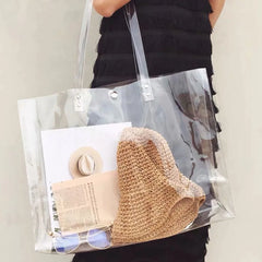 Clear PVC Shoulder Bag for Women Large Tote Crystal Handbag