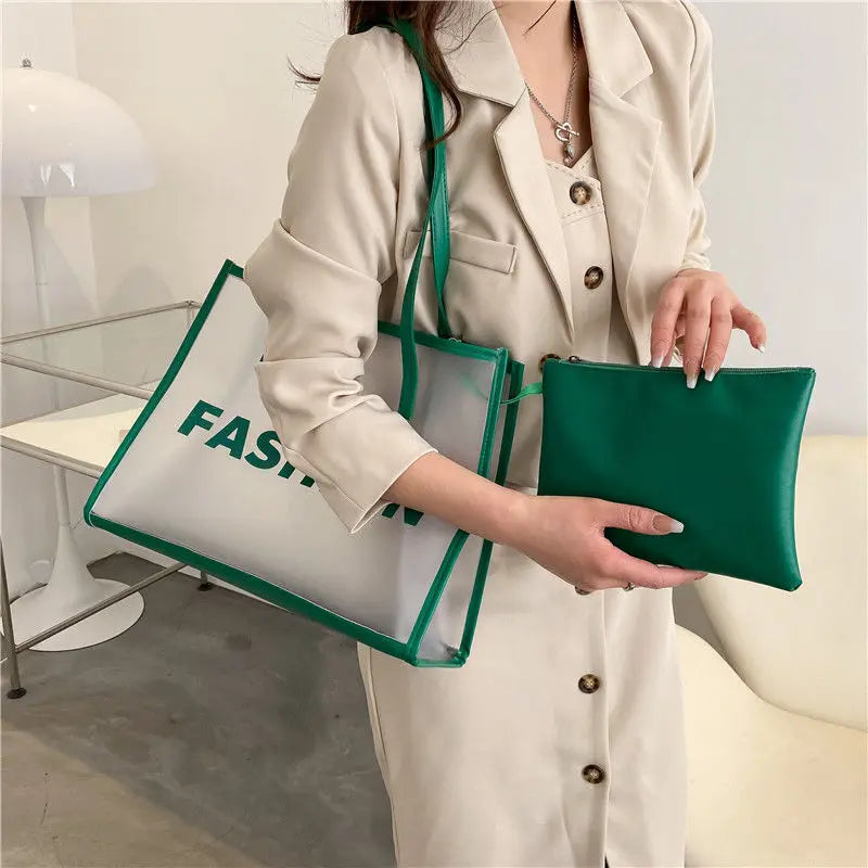 Transparent Shoulder Bag Large Capacity Casual Tote