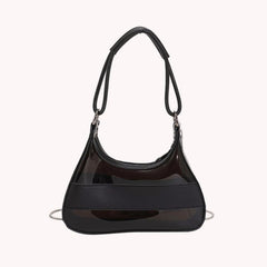 Transparent Tote Bag Women Chain Splicing Clear PVC PU Leather Handbags
