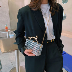 Women Acrylic Box Bag Hand-held Shoulder Bag Wedding Evening Bag