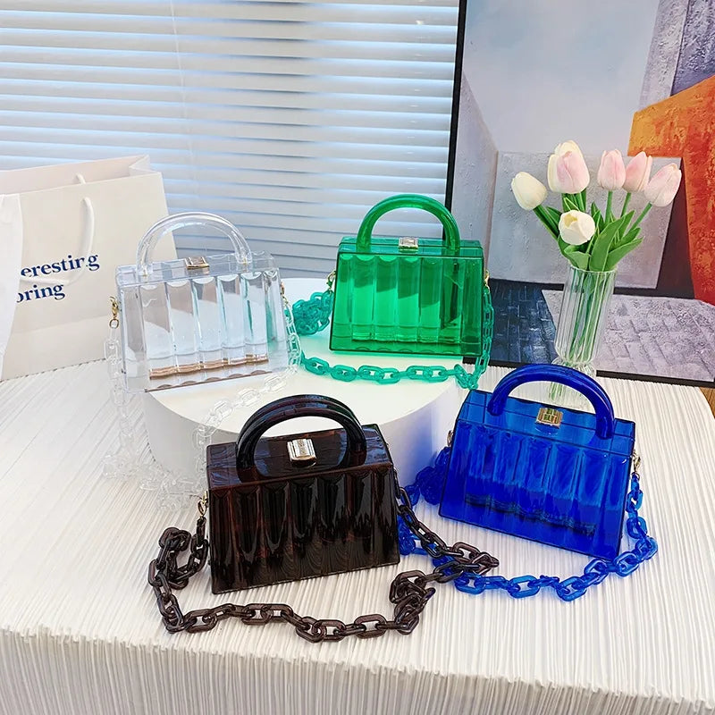 Transparent Acrylic Box Bag Hand-held Shoulder Bag Wedding Evening Tote