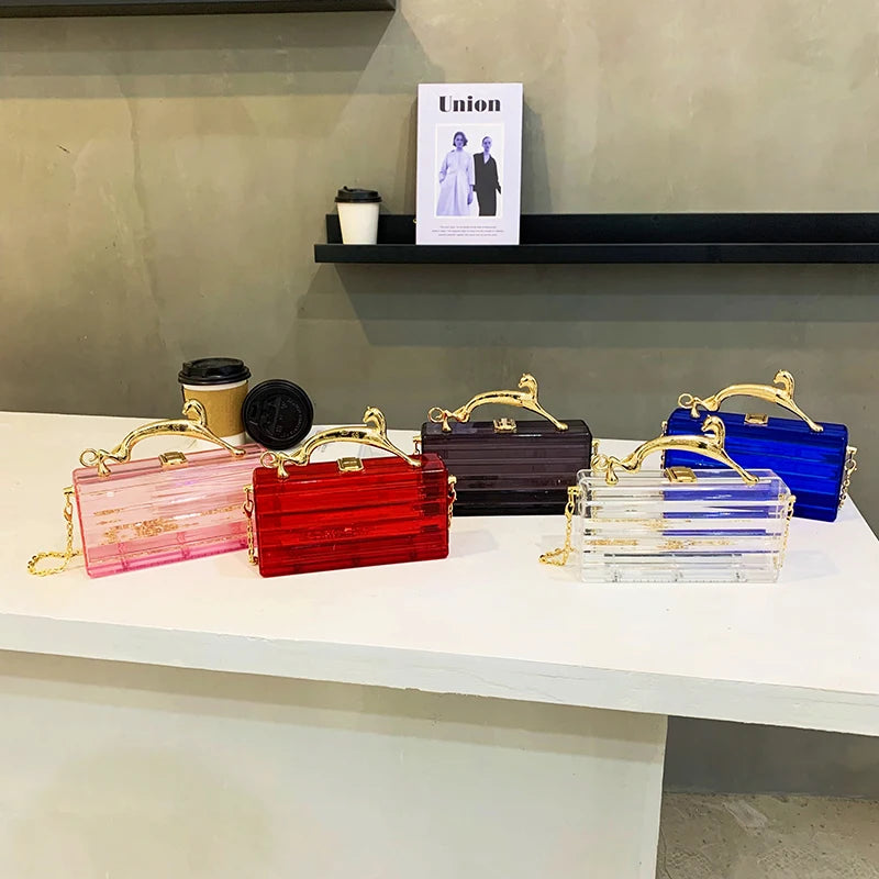 Women Acrylic Box Bag Hand-held Shoulder Bag Wedding Evening Bag