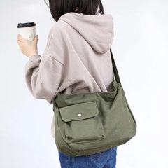 Causal Women Canvas Shoulder Bag Solid Large Student Shopping Bag