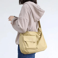Causal Women Canvas Shoulder Bag Solid Large Student Shopping Bag