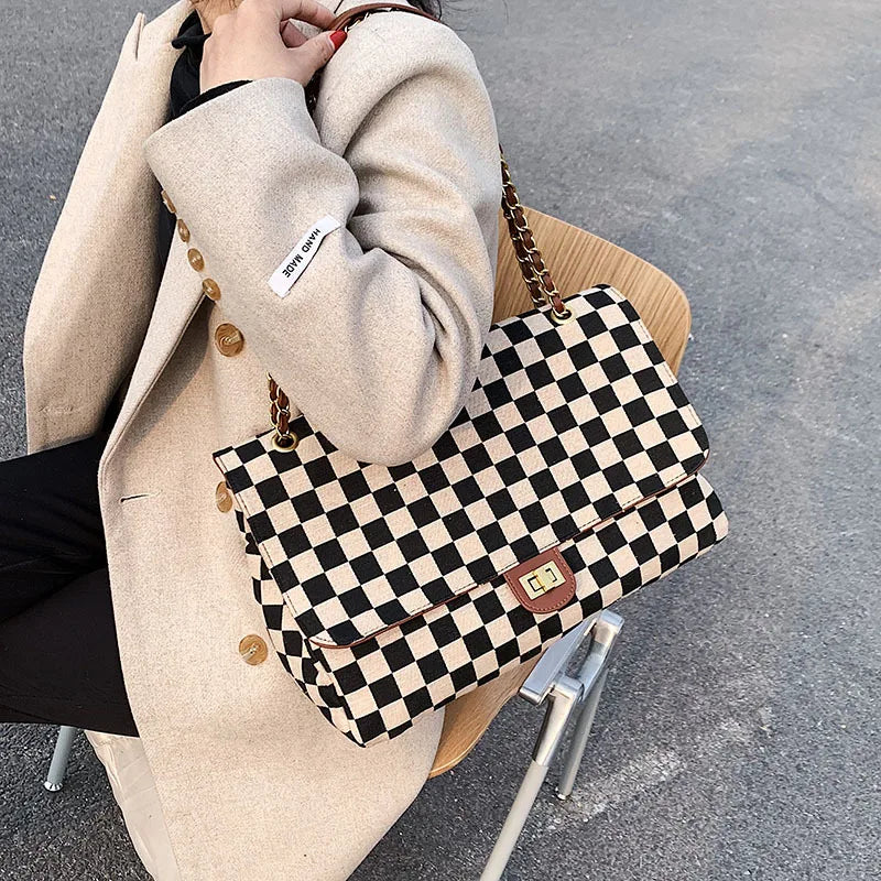 Canvas Crossbody Bag Vintage Tote Chain Shoulder Messenger Bag