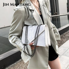 Serpentine Flap Shoulder Bag Chain Handbag Crossbody for Women