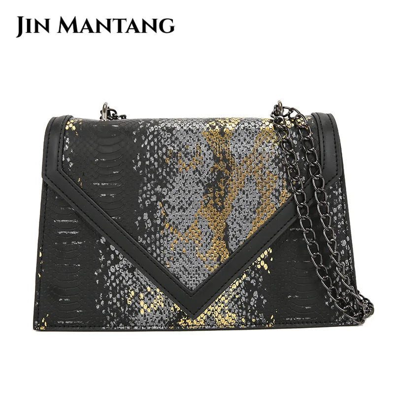 Serpentine Flap Shoulder Bag Chain Handbag Crossbody for Women