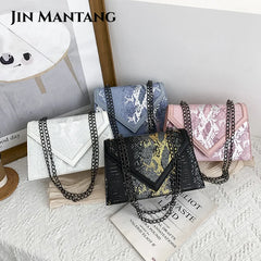 Serpentine Flap Shoulder Bag Chain Handbag Crossbody for Women