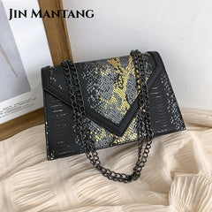 Serpentine Flap Shoulder Bag Chain Handbag Crossbody for Women