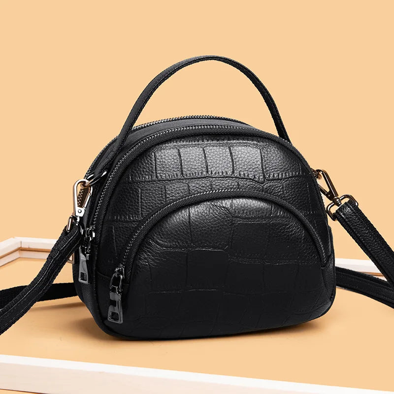 Vintage Leather Top Handle Crossbody Stone Shoulder Bag