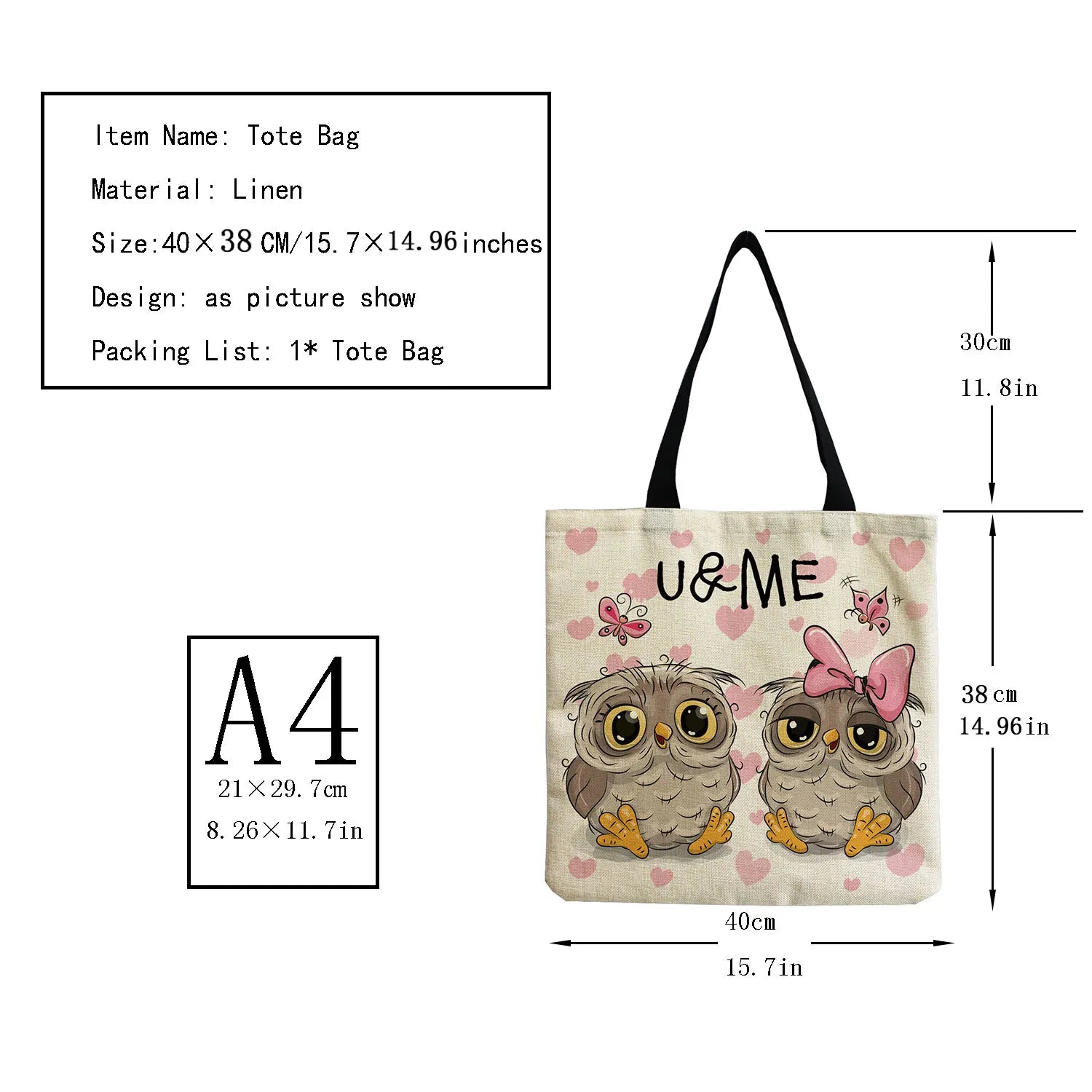 Owl Graphic Printed Female Handbag Casual Shoulder Bag
