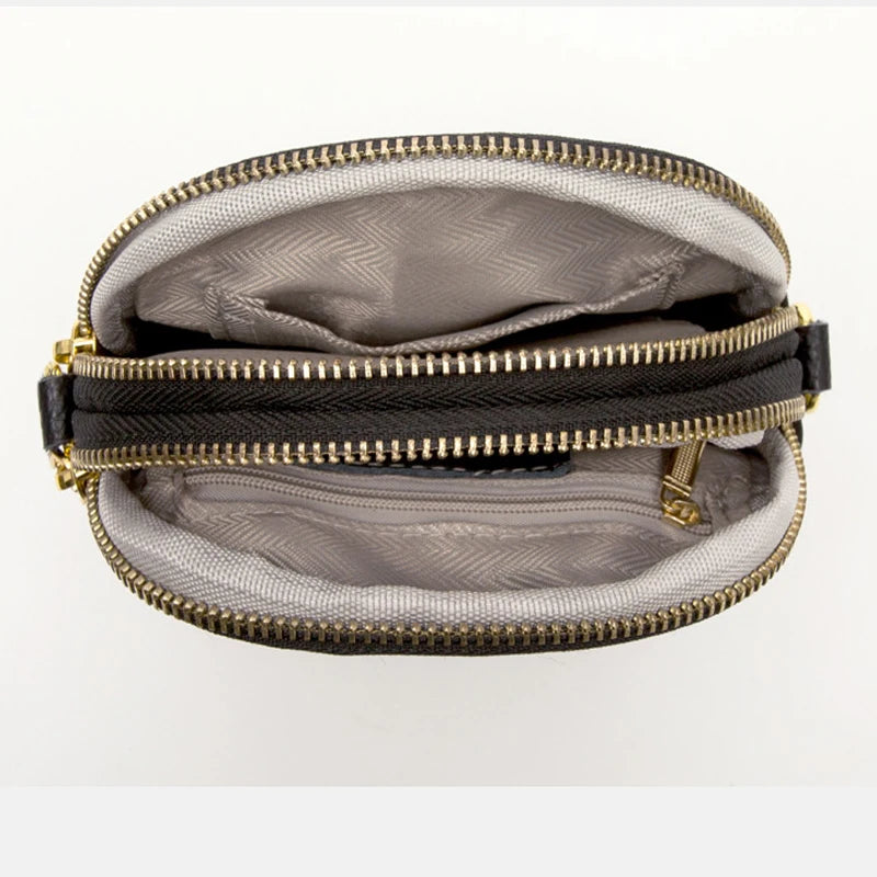 Plaid Sling Handbags Soft Leather Vintage Shoulder Bags