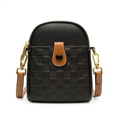 Plaid Sling Handbags Soft Leather Vintage Shoulder Bags