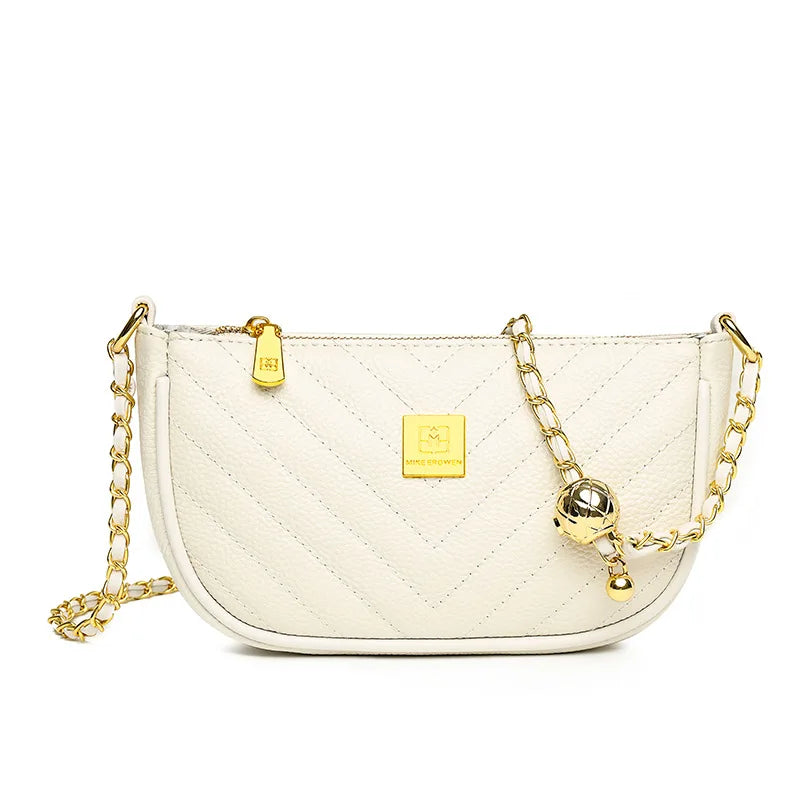 Quilted Chain Sling Bag Leather Tote Girl Shoulder Bag