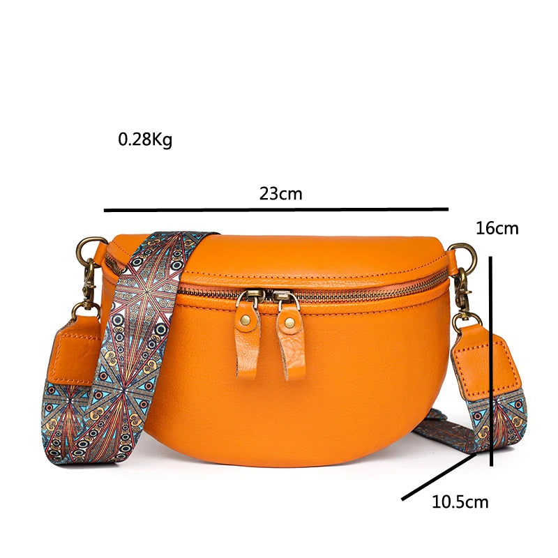 Vintage Leather Sling Saddle Bag Women's Messenger Handbag