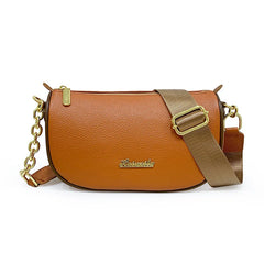 Vintage Leather Sling Saddle Handbag Chain Shoulder Messenger Bag