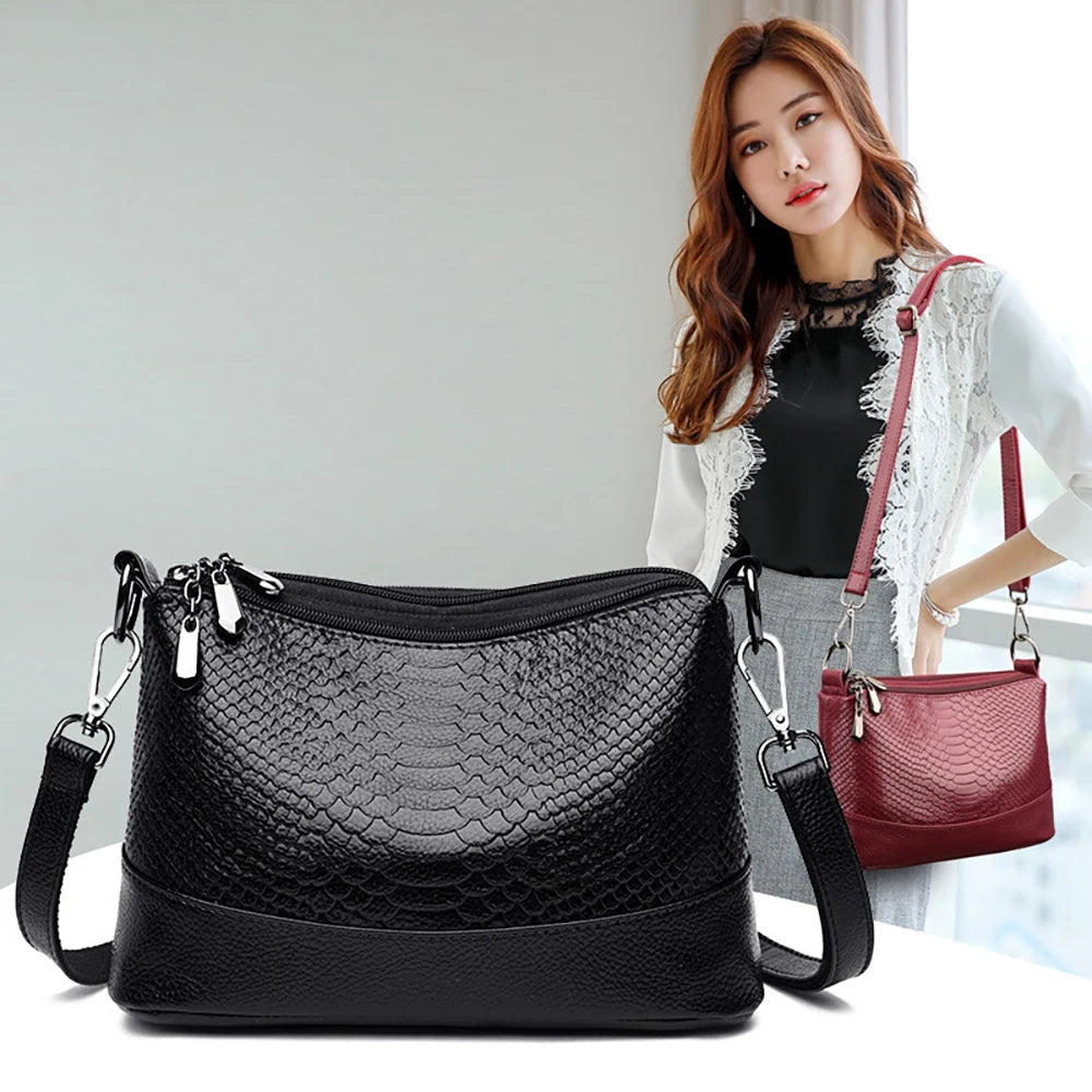 Soft Leather Shoulder Bag Casual Tote Messenger Vintage Handbag