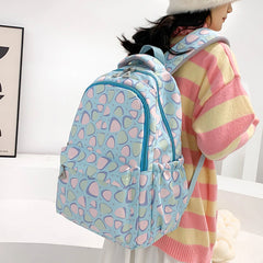 Triangle Print Backpacks High School Student Flat Storage Bag