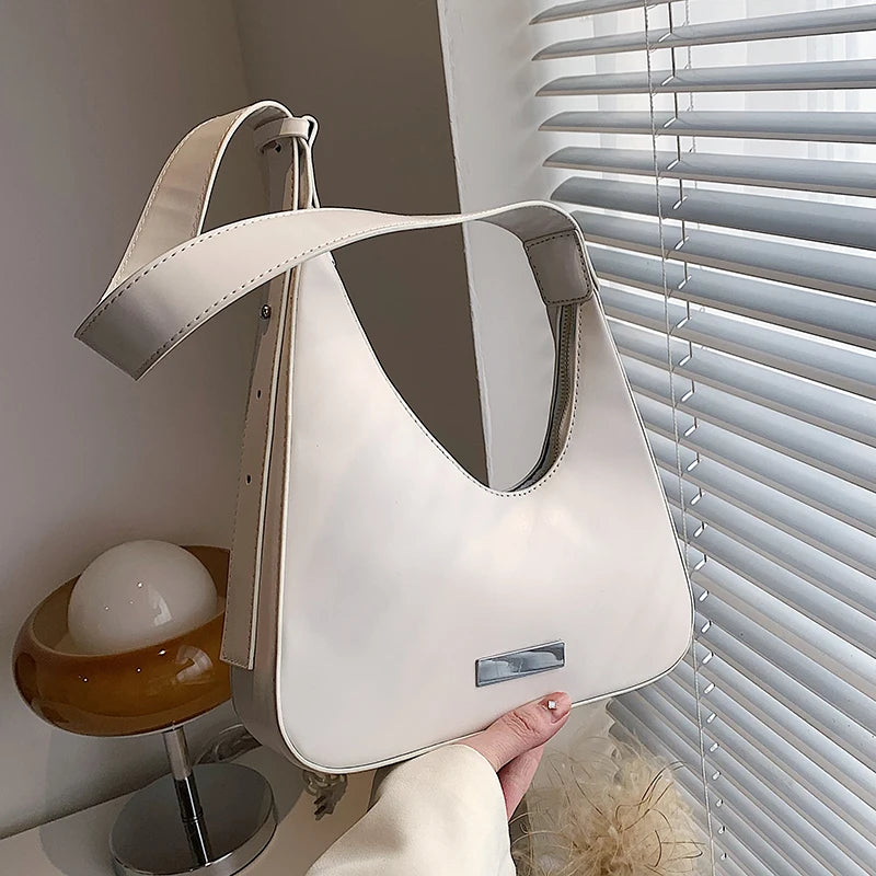 Women's Underarm Bag Solid Color PU Leather Handbag Tote