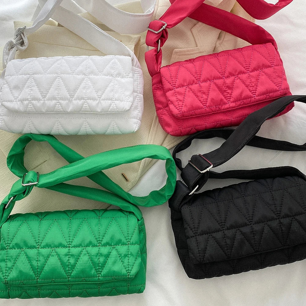 Quilted Crossbody Sling Bag Small Square Flap Pocket