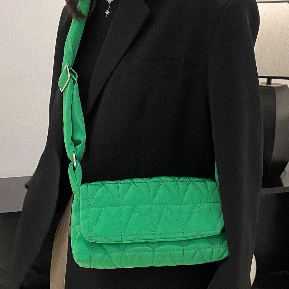 Quilted Crossbody Sling Bag Pocket Small Square Flap Cotton Padded