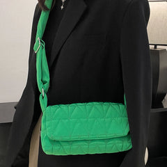 Quilted Crossbody Sling Bag Pocket Small Square Flap Cotton Padded