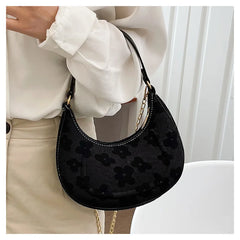Women PU Leather Chains Crossbody Bag Flower Pouch
