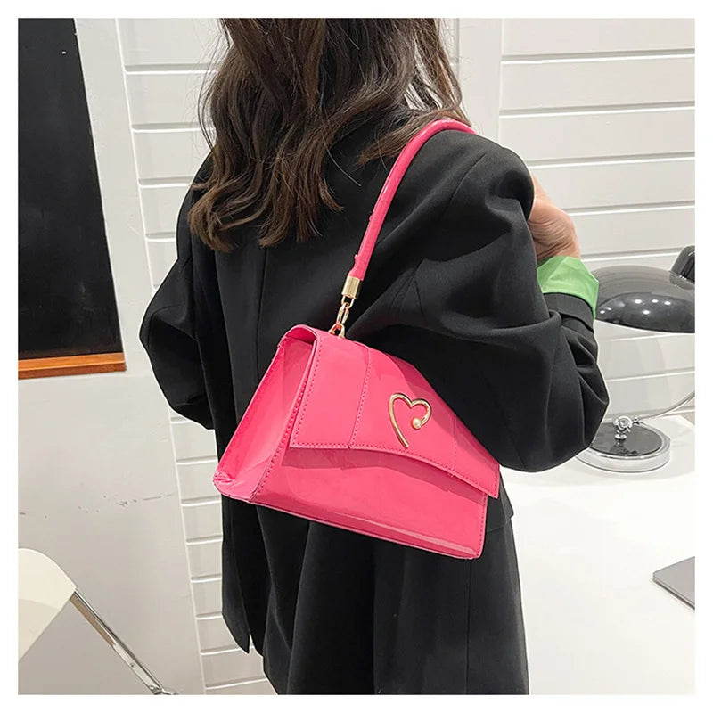 Patent PU Leather Underarm Shoulder Bag for Women Totes Handbag
