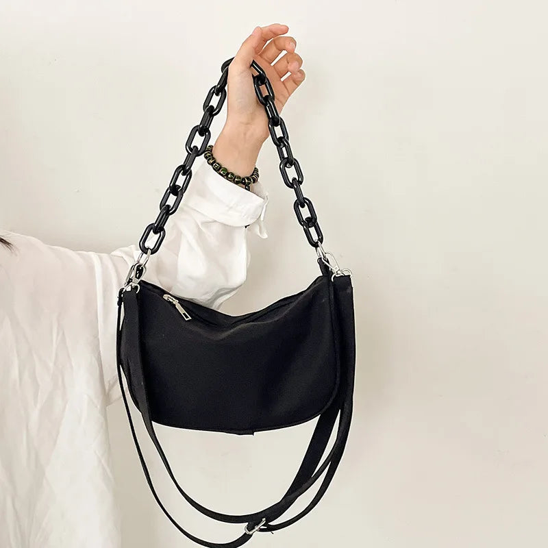 Waterproof Nylon Underarm Shoulder Bag for Women, Small Clutch
