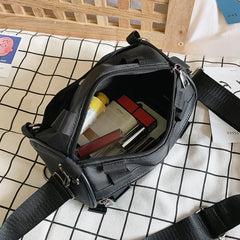 Unisex Cylinder Crossbody Bag PU Leather Shoulder Messenger Handbag