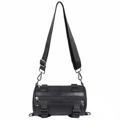 Unisex Cylinder Crossbody Bag PU Leather Shoulder Messenger Handbag