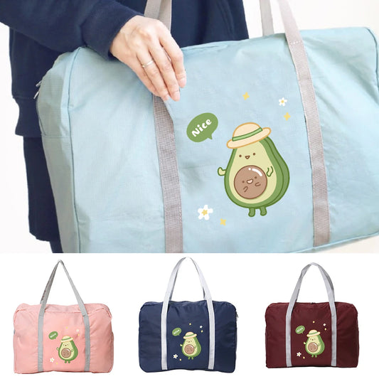 Avocado Print Travel Organizer Bag Large Capacity Camping Handbag