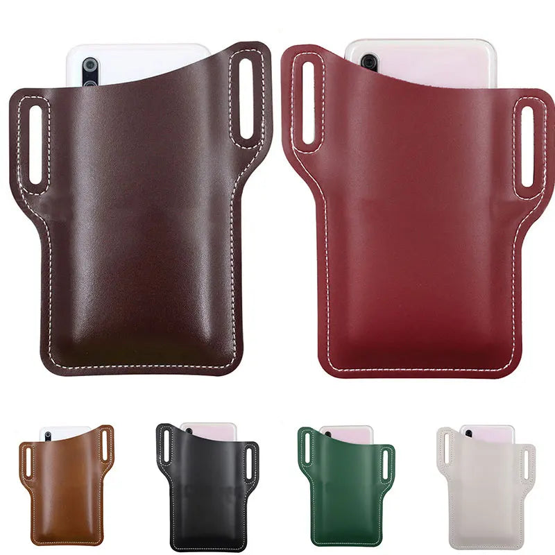 Unisex PU Leather Waist Belt Bag Cellphone Protection Case Fanny Pack