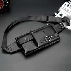 Unisex Waist Pack Belt Bag Solid PU Leather Fanny Pack