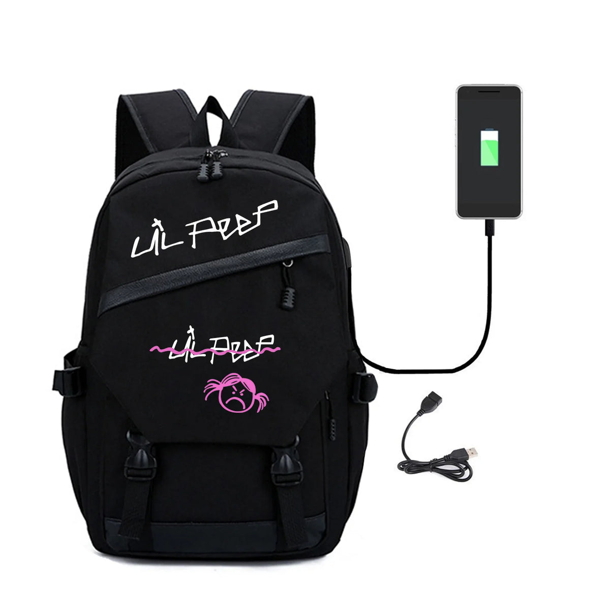 Canvas Laptop Backpack for Girls with USB Port