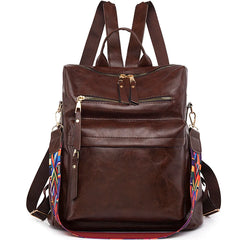 Textured PU Fabric Backpack Large Capacity Anti Theft School Bag
