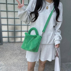 Velvet Handbag Small Tote Winter Candy Shoulder Bag Pouch Clutch