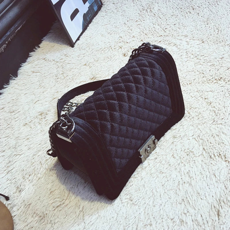 Velvet Shoulder Bag Crossbody Vintage Messenger Handbag