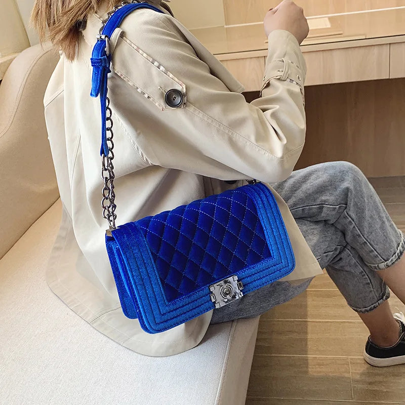 Velvet Shoulder Bag Crossbody Vintage Messenger Handbag