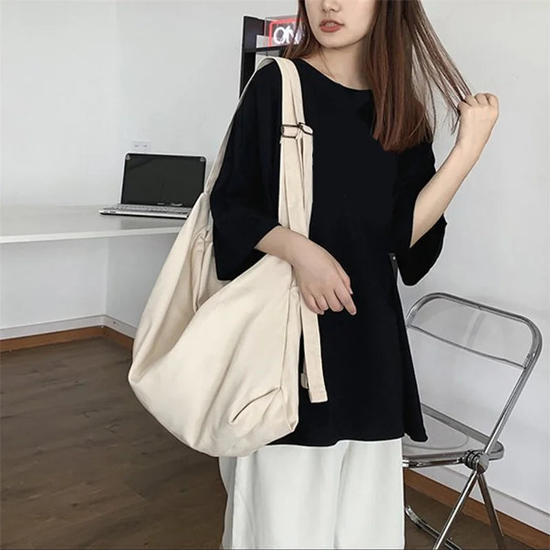 Large Capacity Canvas Messenger Bag Women's Tote Retro Design