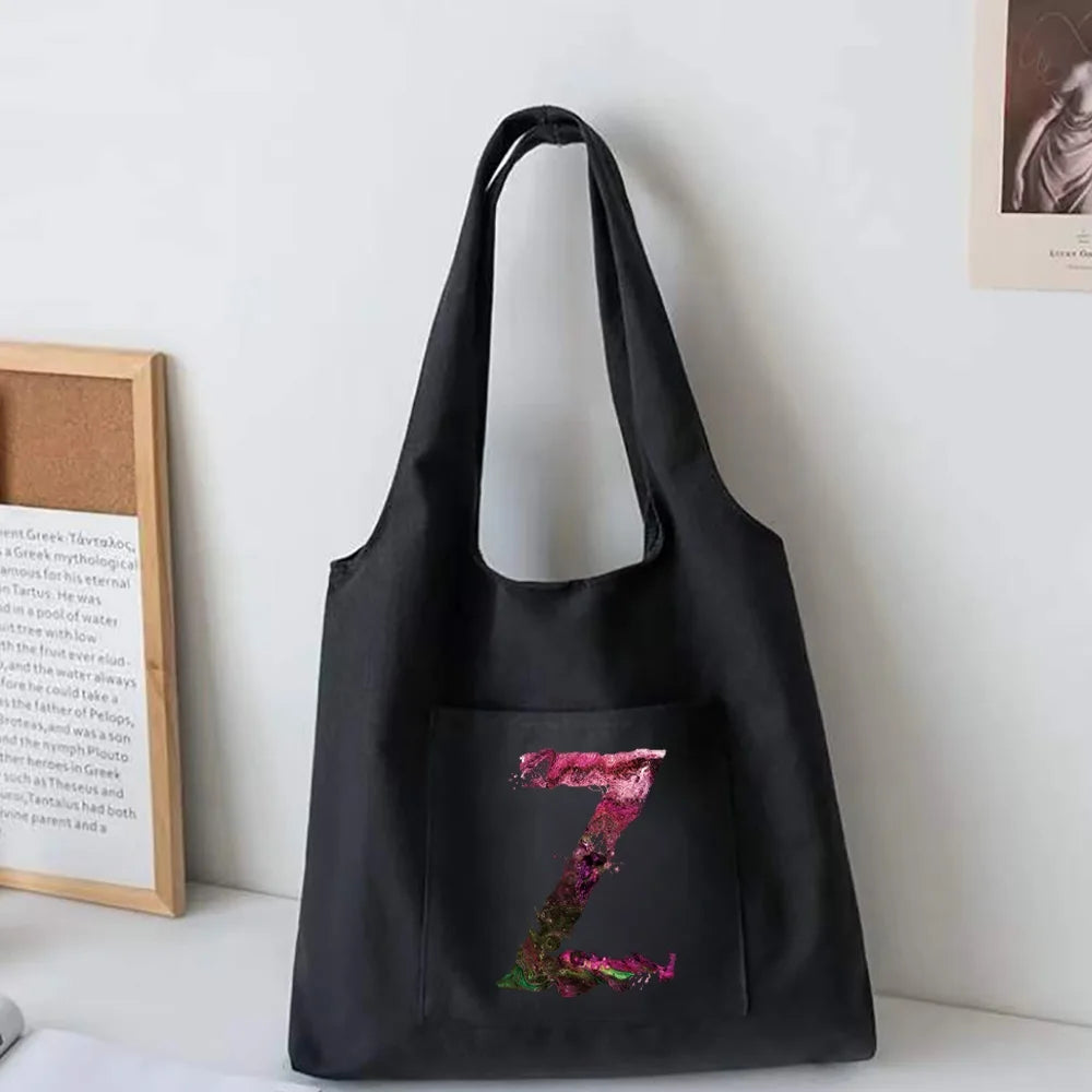 Canvas Tote Bag Ladies Travel Foldable Storage Bag Paint Printed