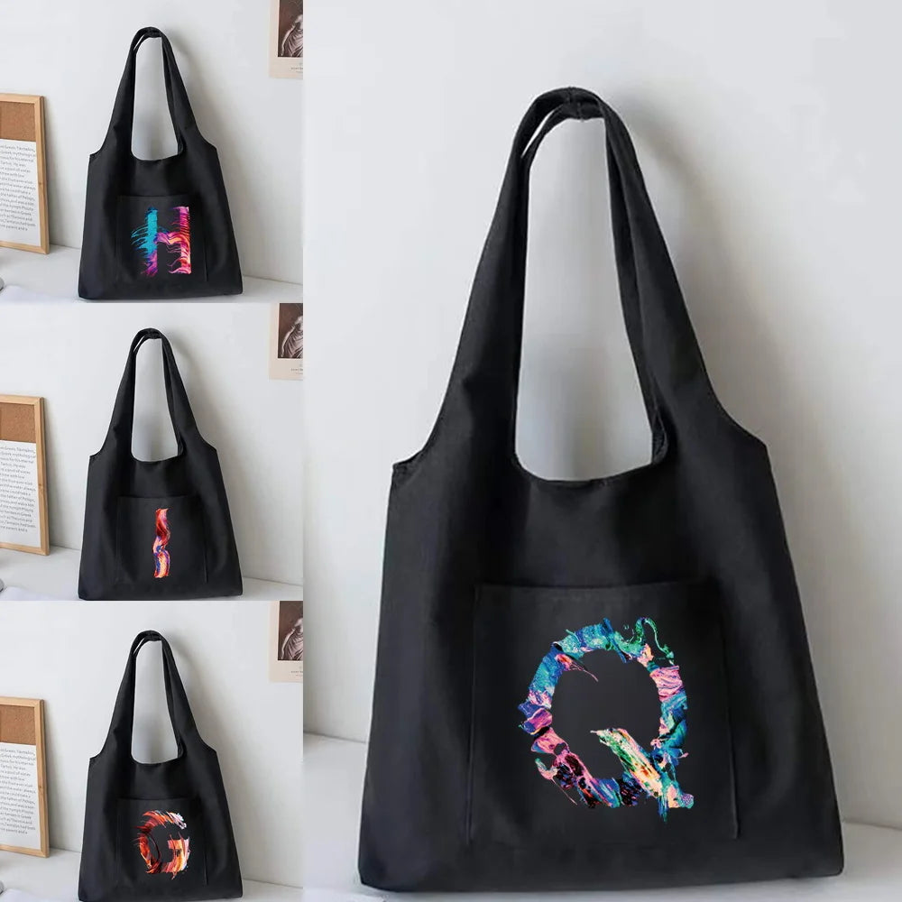 Canvas Tote Bag Ladies Travel Foldable Storage Bag Paint Printed