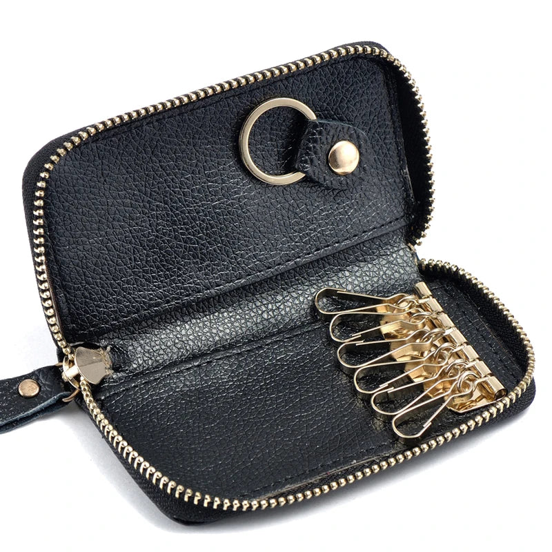 Vintage Leather Wallet Men Key Holder Housekeeper Keys Organizer Women