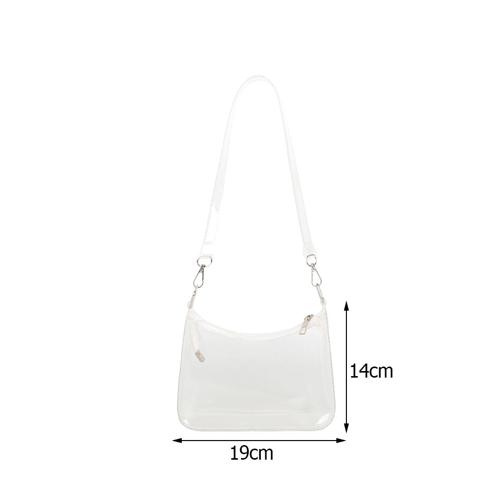 Vintage Ladies Jelly Clear Underarm Bag Hobos Purse Shoulder Bag